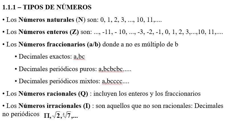 Intervalos. Clasificación.