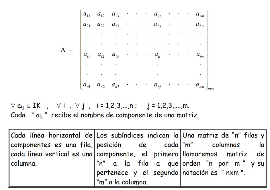 Matrices: definición.