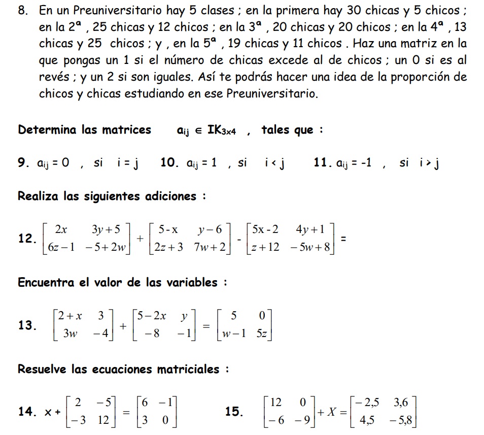 Matrices: definición.