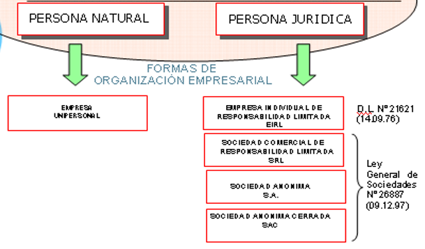 La actividad empresarial + Persona Natural + Persona Jurídica