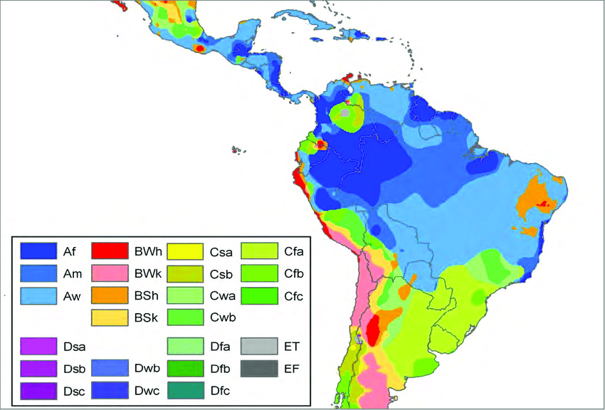 Identifica y explica la clasificación climática de Koppen, clasificación climática de Tornthwaite