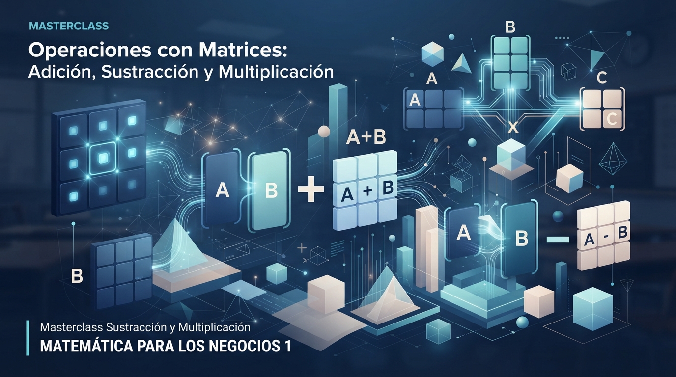 Operaciones 	con 	matrices: 	adición, 	sustracción 	y multiplicación.  